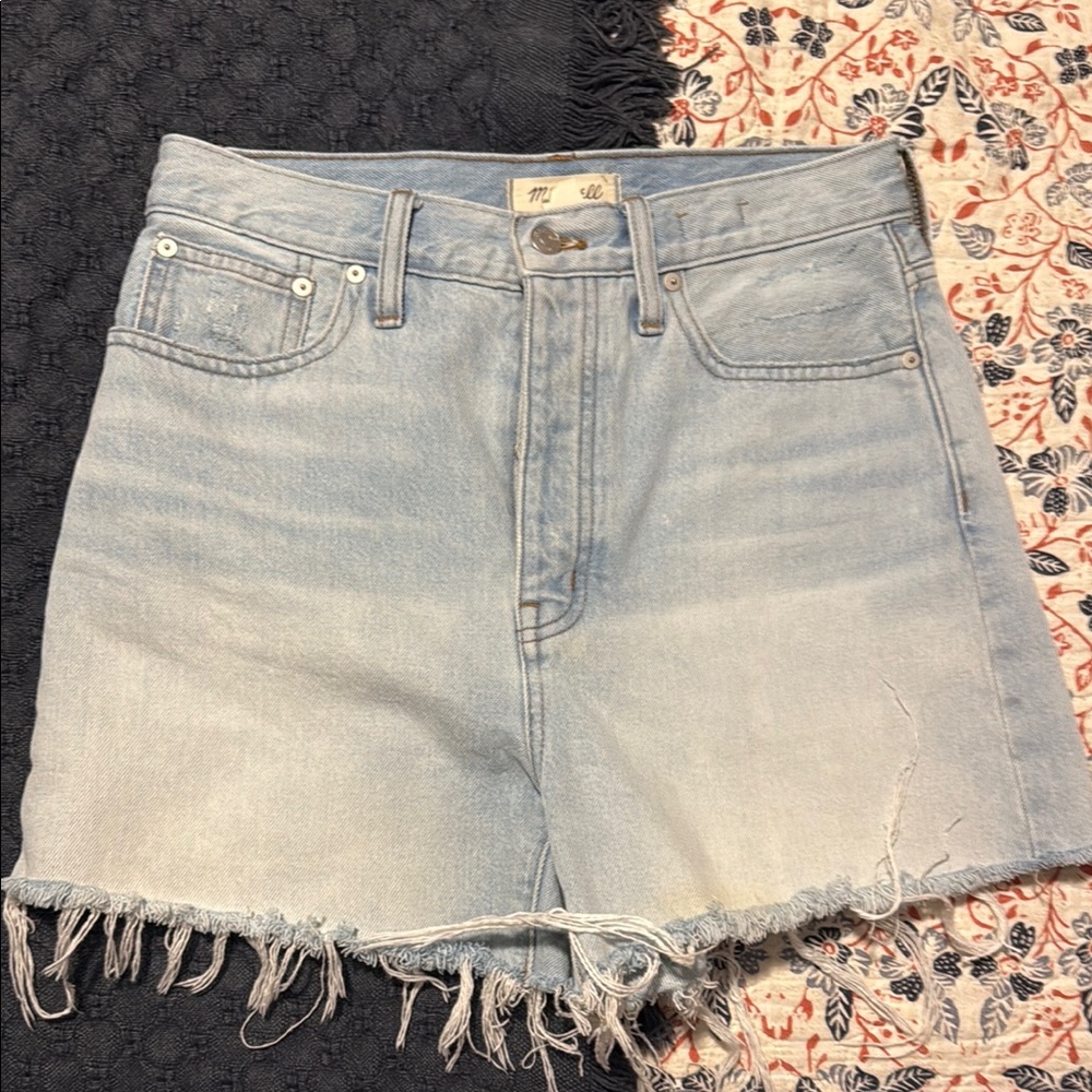Madewell Light Blue Frayed Denim Shorts
